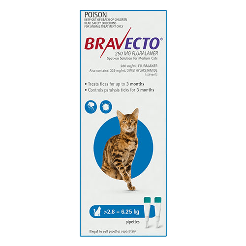 Bravecto SpotOn for Medium Cats Blue (2.8 6.25kg) Turramurra